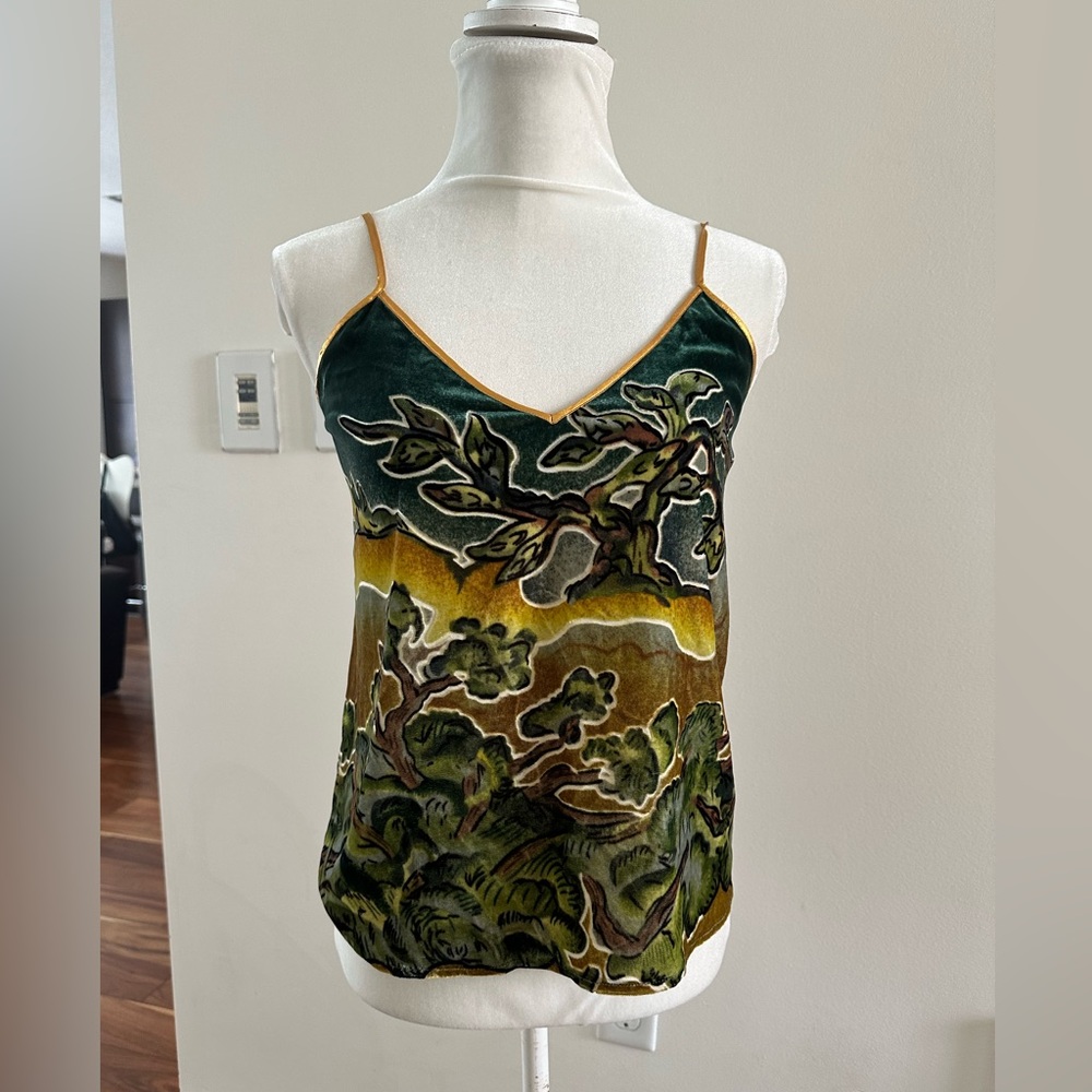 MES DEMOISELLES BIRCH VELVET TANK METALLIC GOLD TRIM SIZE S NEW WITH TAG